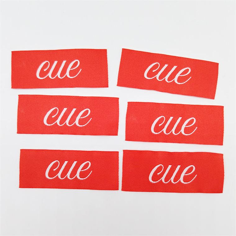 High density damask woven clothing labels